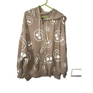 SO The Lounge Life Hoodie Tan with Heart Smiley Face Size XL
